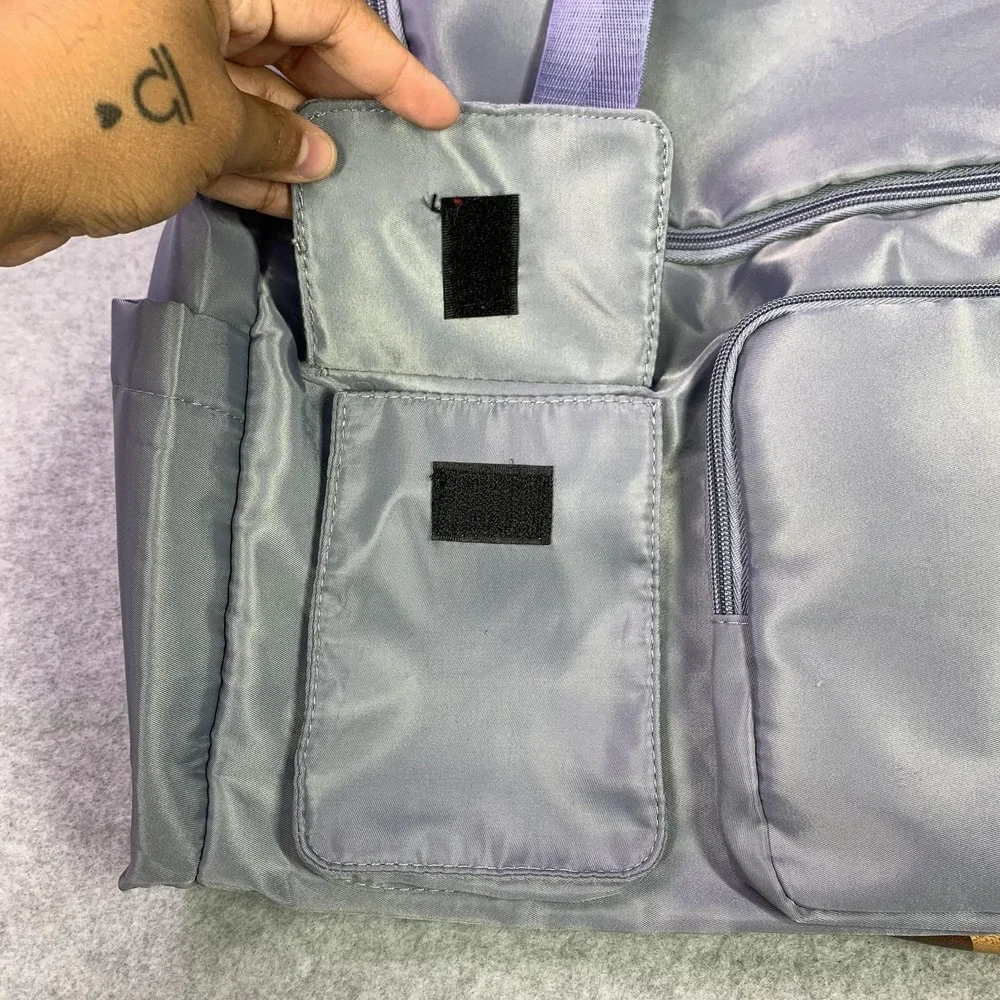 ZUOMANNI Nylon‎ Duffel Bag Gray Gym Travel Weekender Shoulder Strap Shoe Pocket